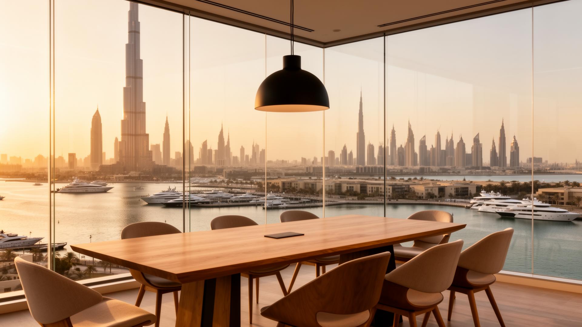 Sala de reuniones con vista a Dubái